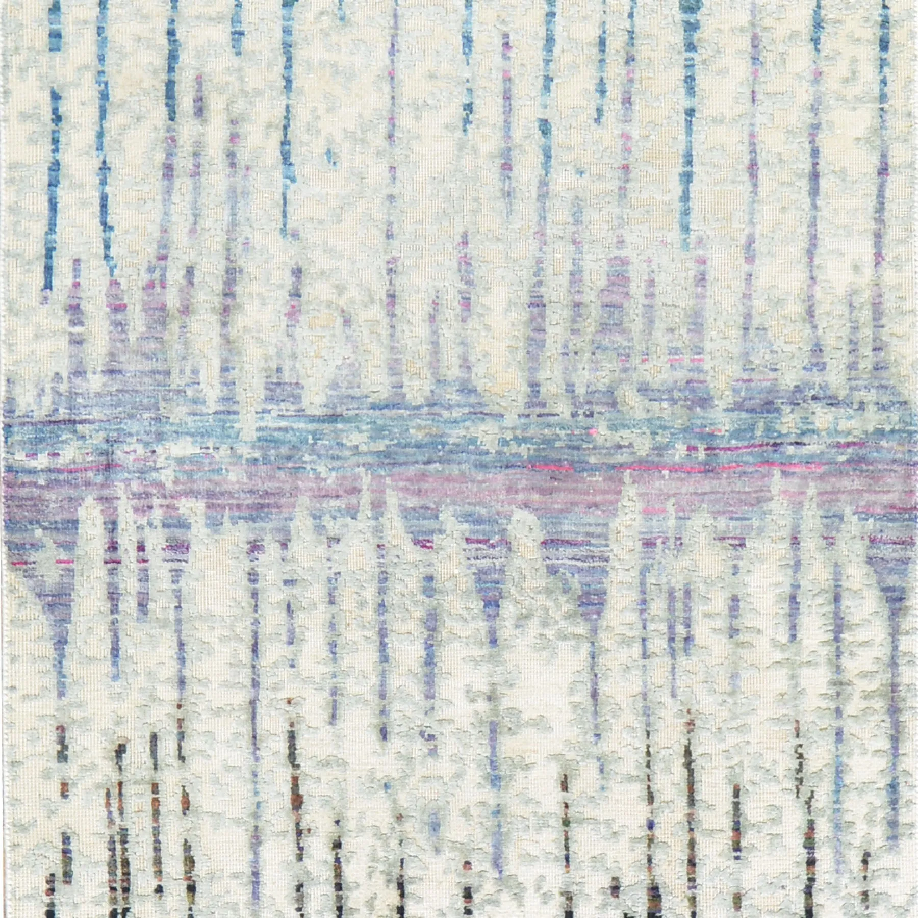 Hand-Knotted Sari Silk Modern Design Handmade Rug (Size 2.6 X 10.3) Cwral-7359
