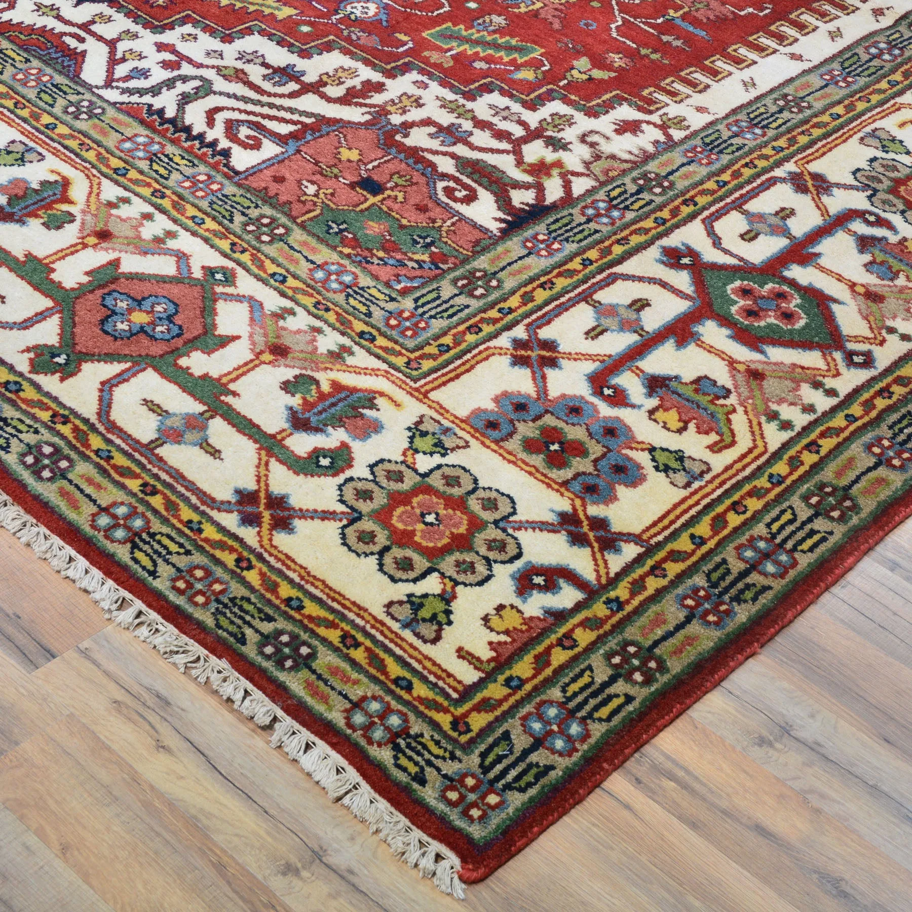 Hand-Knotted Square Heriz Design Traditional Handmade Wool Rug (Size 9.10 X 9.10) Cwral-2733