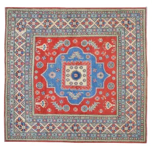 Hand-Knotted Square Kazak Caucasian Design Wool Rug (Size 6.3 X 6.7) Brral-3180