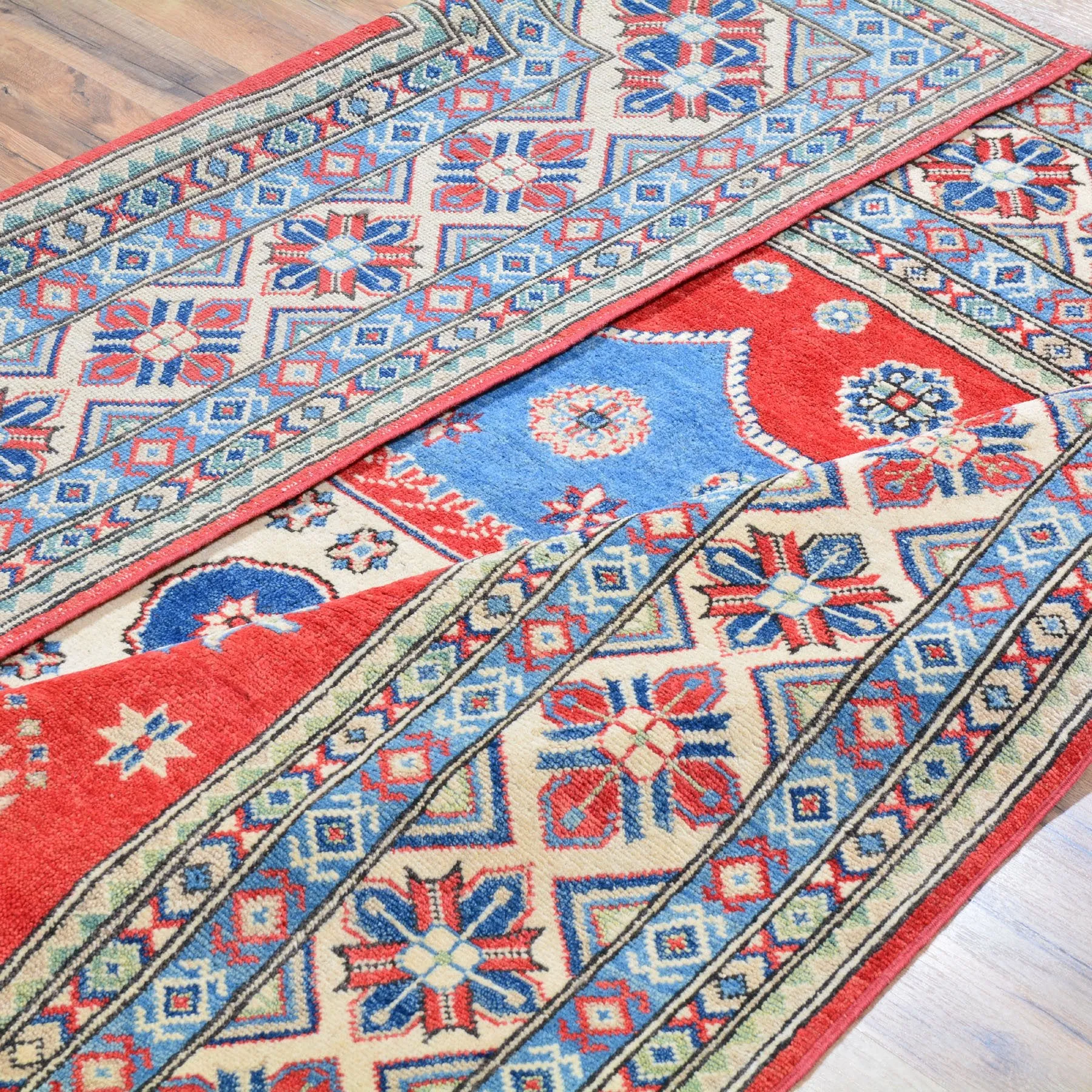 Hand-Knotted Square Kazak Caucasian Design Wool Rug (Size 6.3 X 6.7) Brral-3180