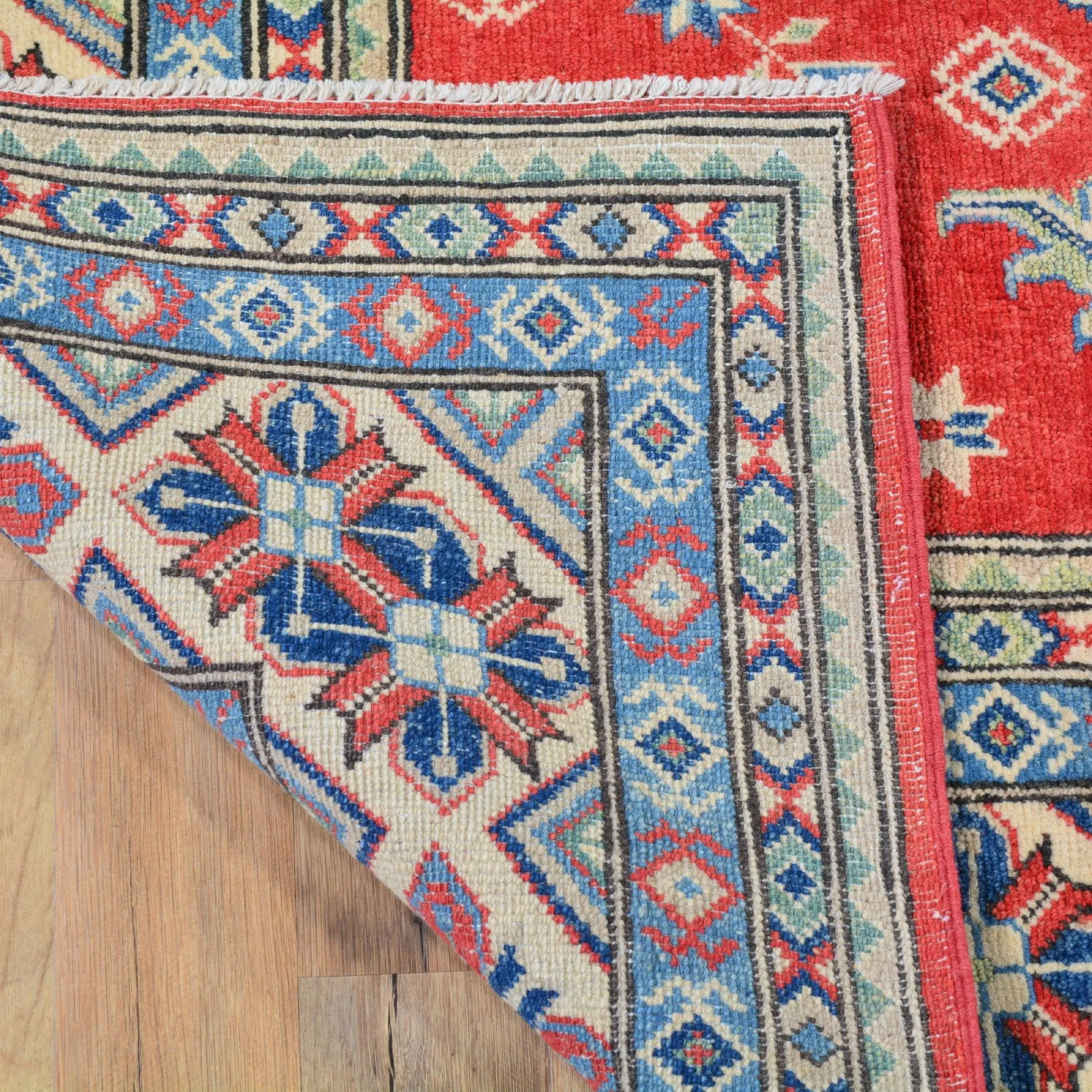 Hand-Knotted Square Kazak Caucasian Design Wool Rug (Size 6.3 X 6.7) Brral-3180