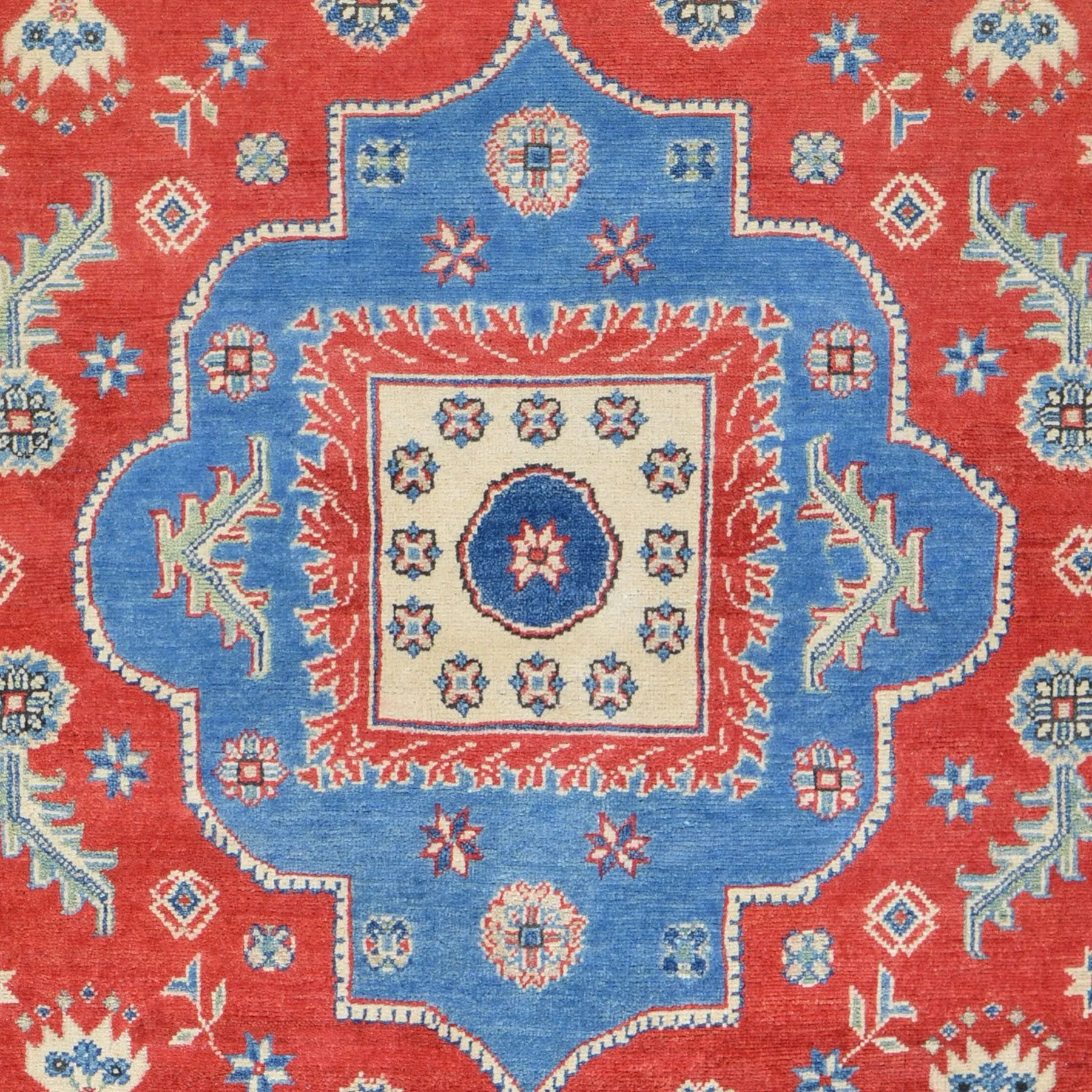 Hand-Knotted Square Kazak Caucasian Design Wool Rug (Size 6.3 X 6.7) Brral-3180