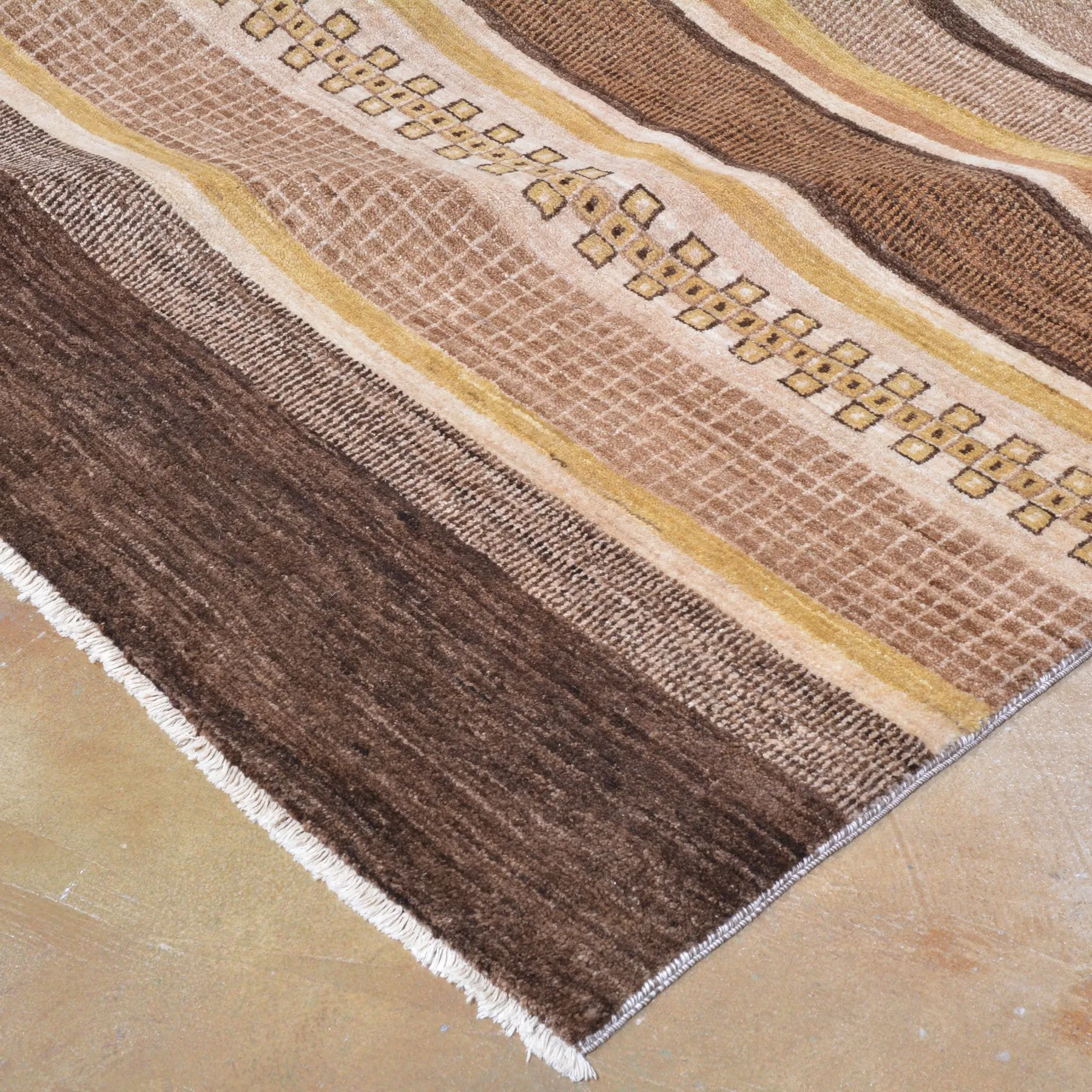 Hand-Knotted Striped Peshawar Gabbeh Wool Handmade Rug (Size 8.0 X 10.1) Brral-2556