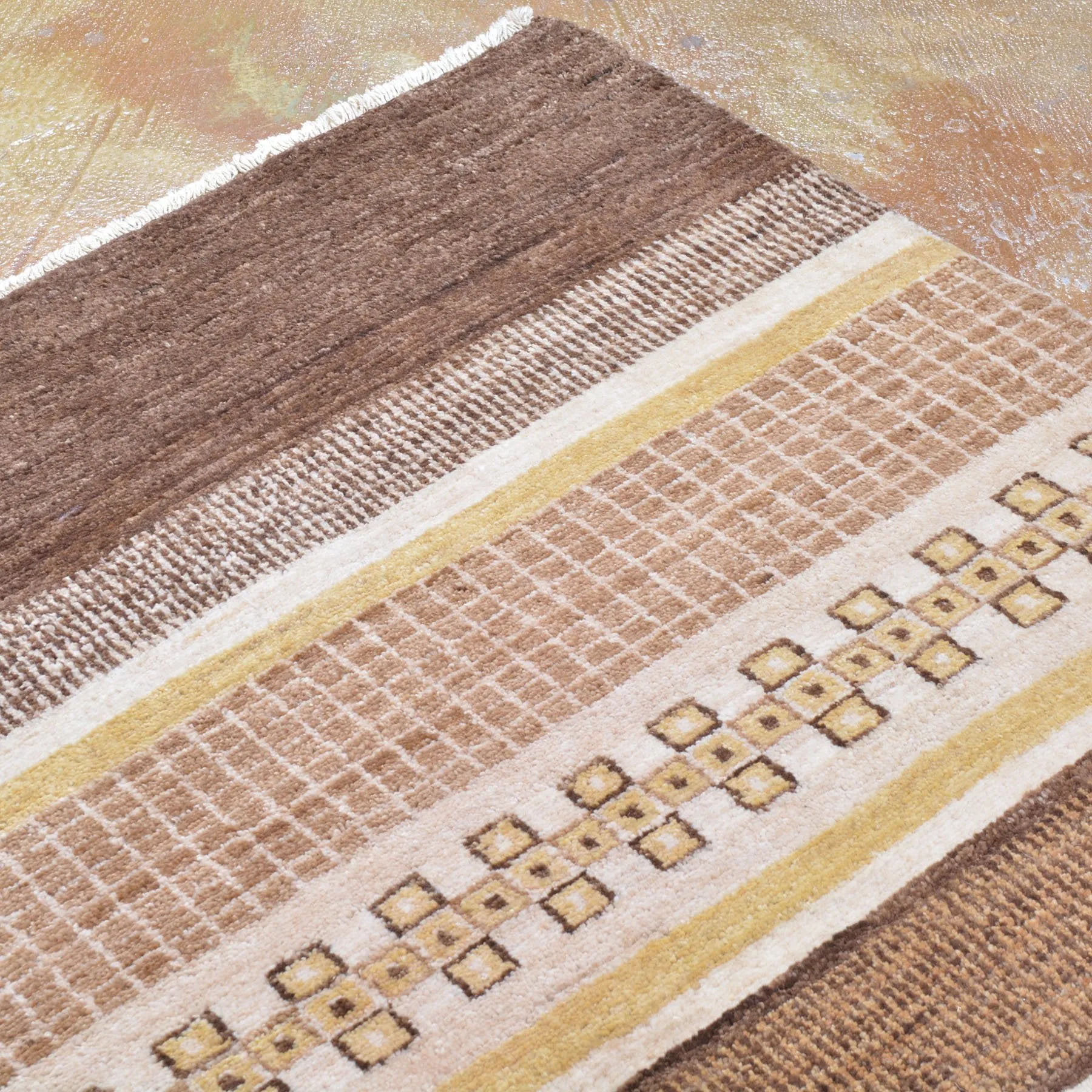 Hand-Knotted Striped Peshawar Gabbeh Wool Handmade Rug (Size 8.0 X 10.1) Brral-2556