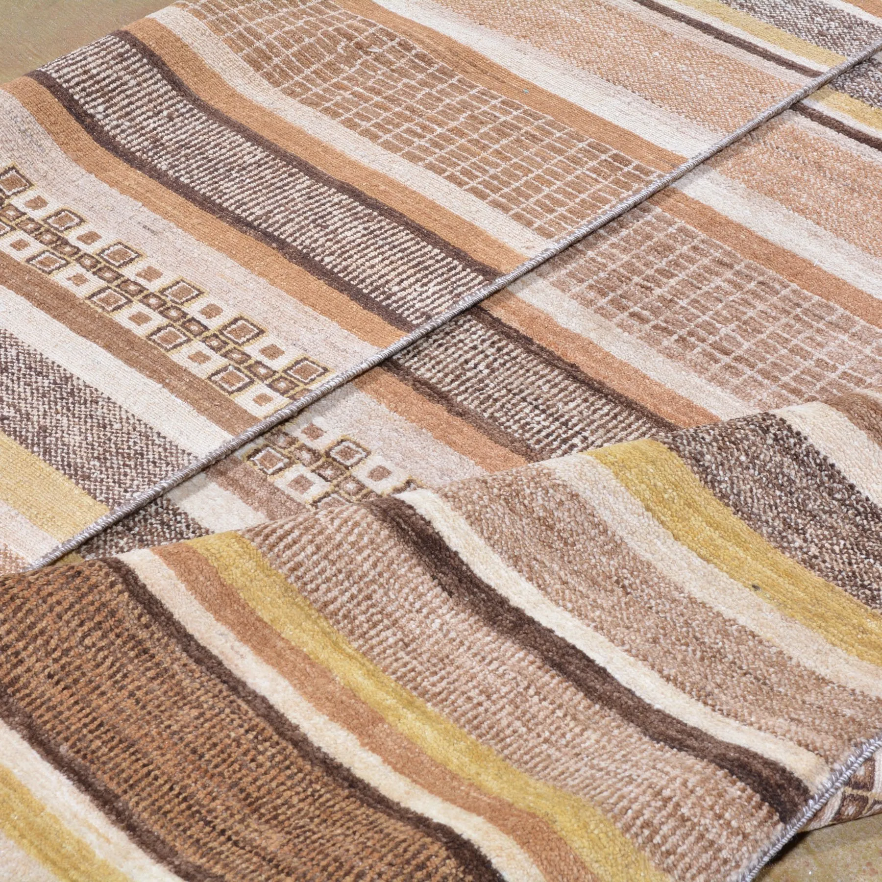Hand-Knotted Striped Peshawar Gabbeh Wool Handmade Rug (Size 8.0 X 10.1) Brral-2556