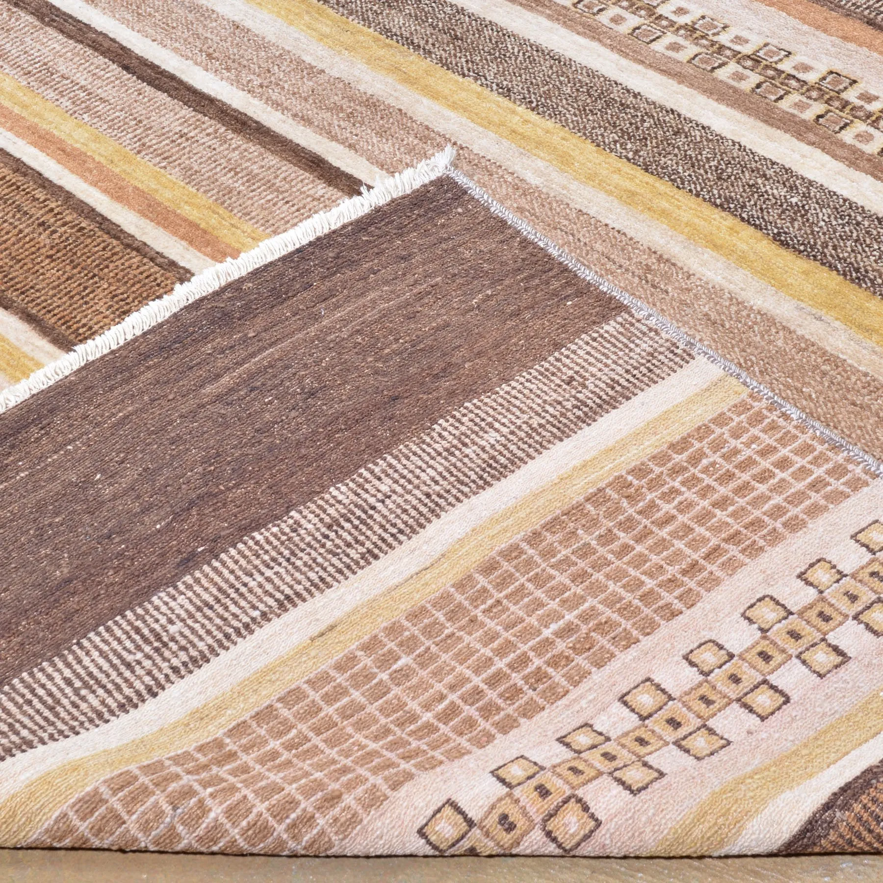 Hand-Knotted Striped Peshawar Gabbeh Wool Handmade Rug (Size 8.0 X 10.1) Brral-2556
