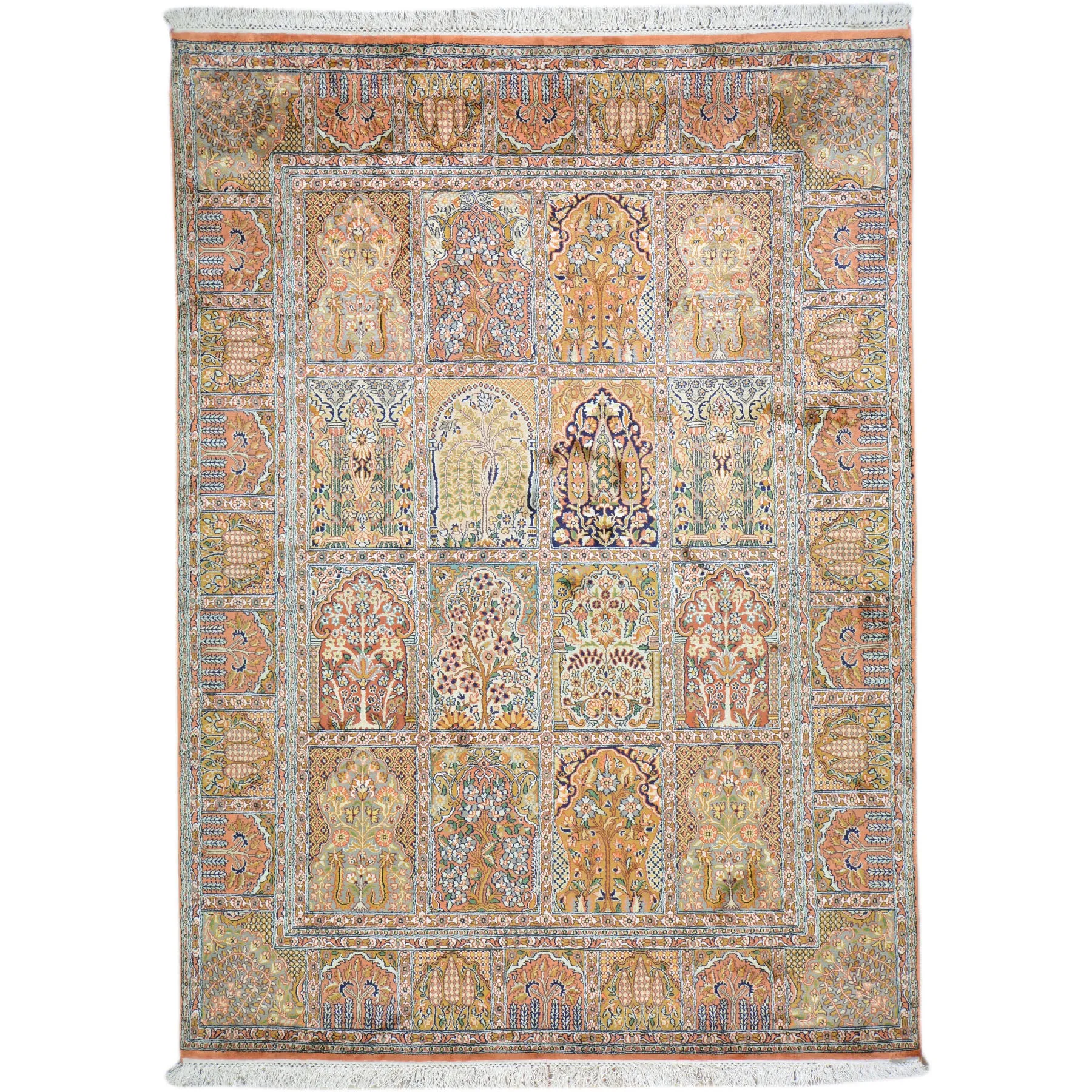 Hand-Knotted Traditional Design Kashmiri Silk Handmade Rug (Size 5.1 X 7.2) Cwral-9216