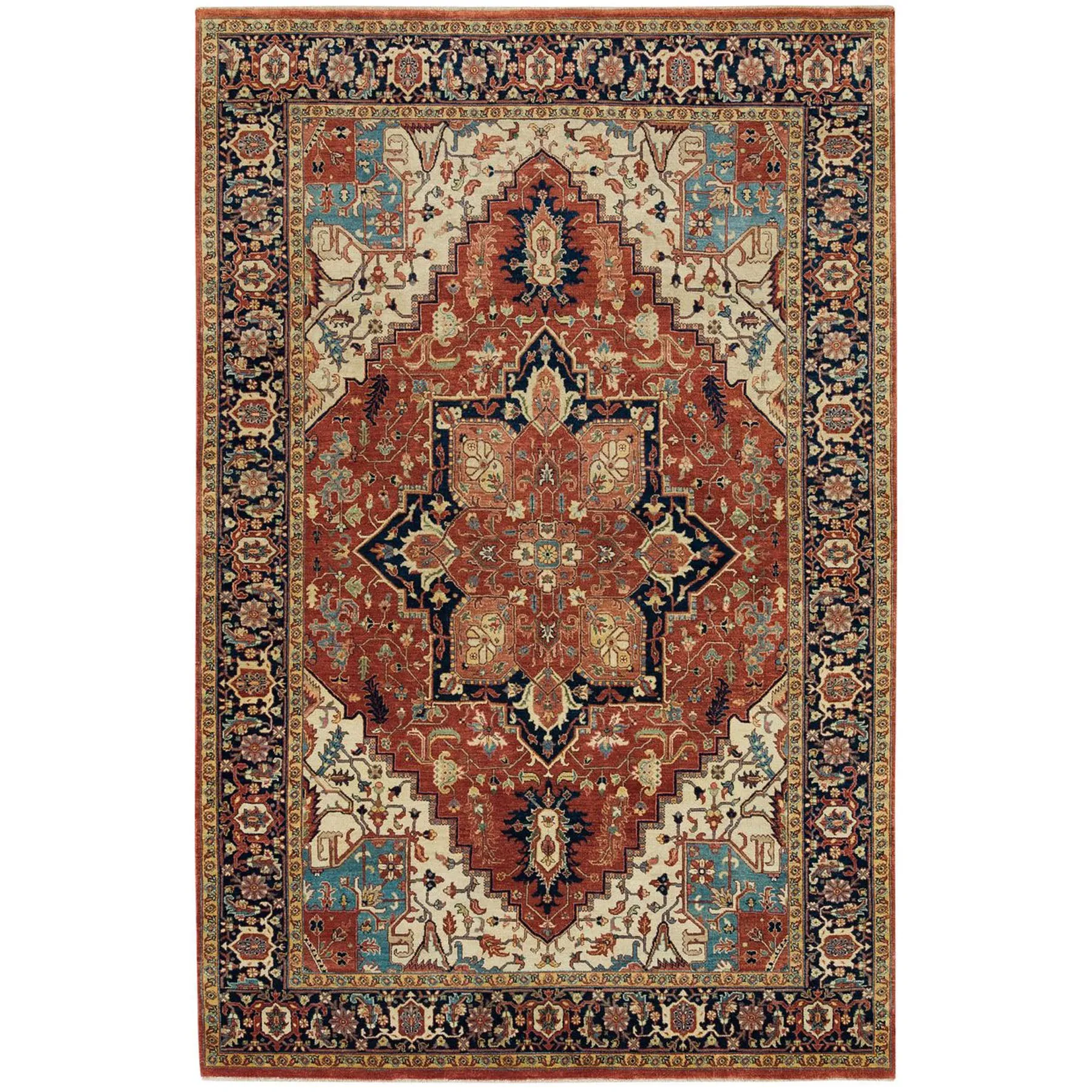 Hand-Knotted Traditional Heriz Design Oriental Handmade Wool Rug (Size 6.1 X 9.2) Cwral-10419