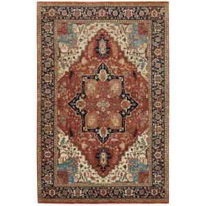 Hand-Knotted Traditional Heriz Design Oriental Handmade Wool Rug (Size 6.1 X 9.2) Cwral-10419