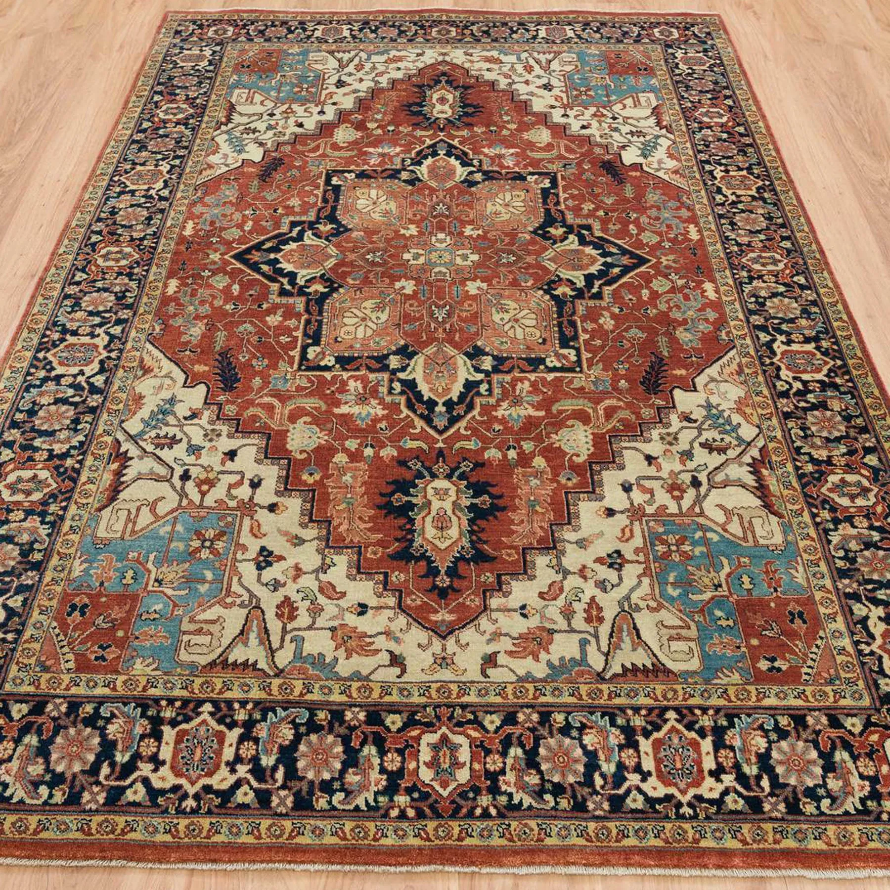 Hand-Knotted Traditional Heriz Design Oriental Handmade Wool Rug (Size 6.1 X 9.2) Cwral-10419