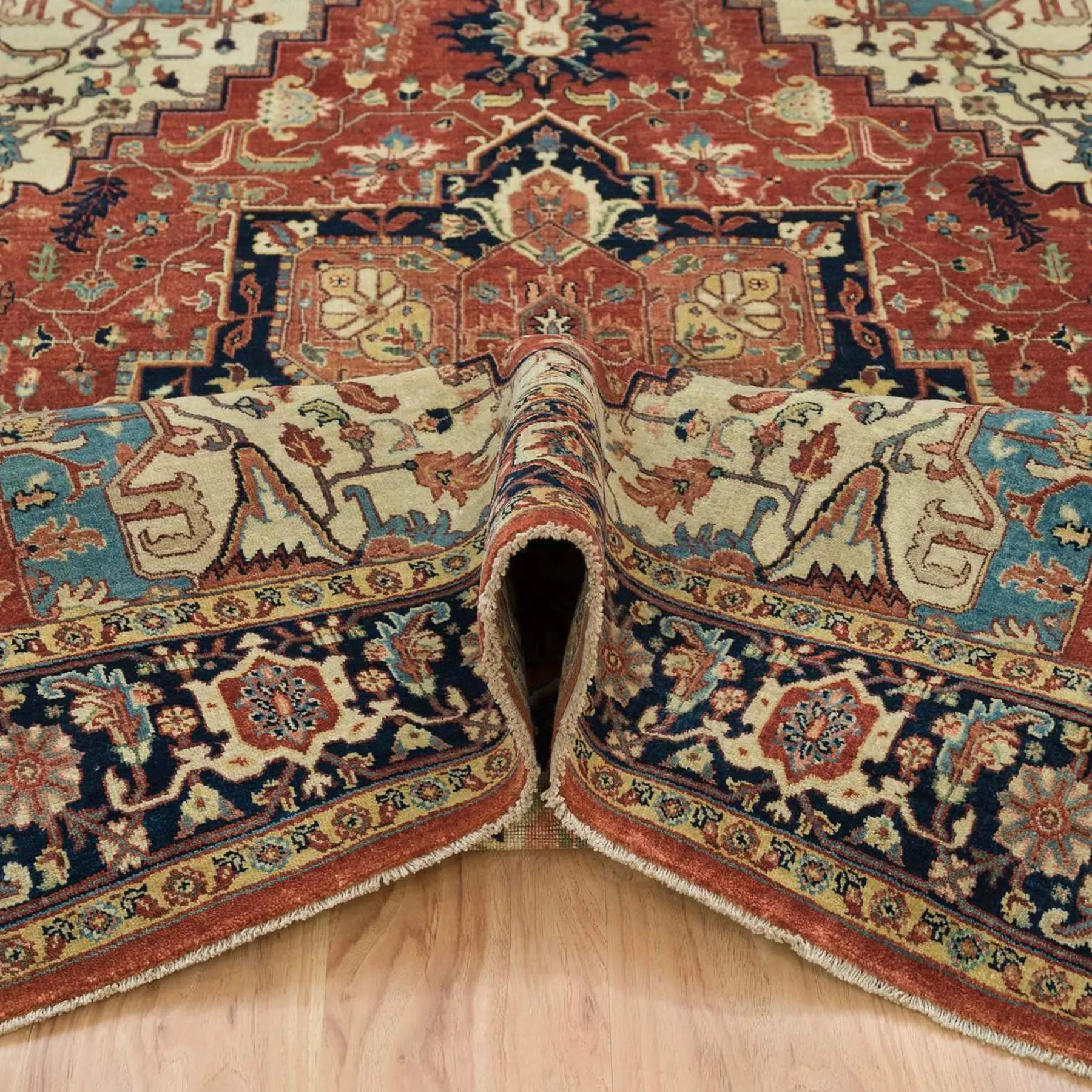 Hand-Knotted Traditional Heriz Design Oriental Handmade Wool Rug (Size 6.1 X 9.2) Cwral-10419