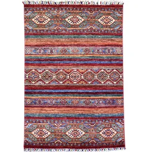 Hand-Knotted Tribal Afghan Design Handmade Wool Rug (Size 2.10 X 4.3) Cwral-8880