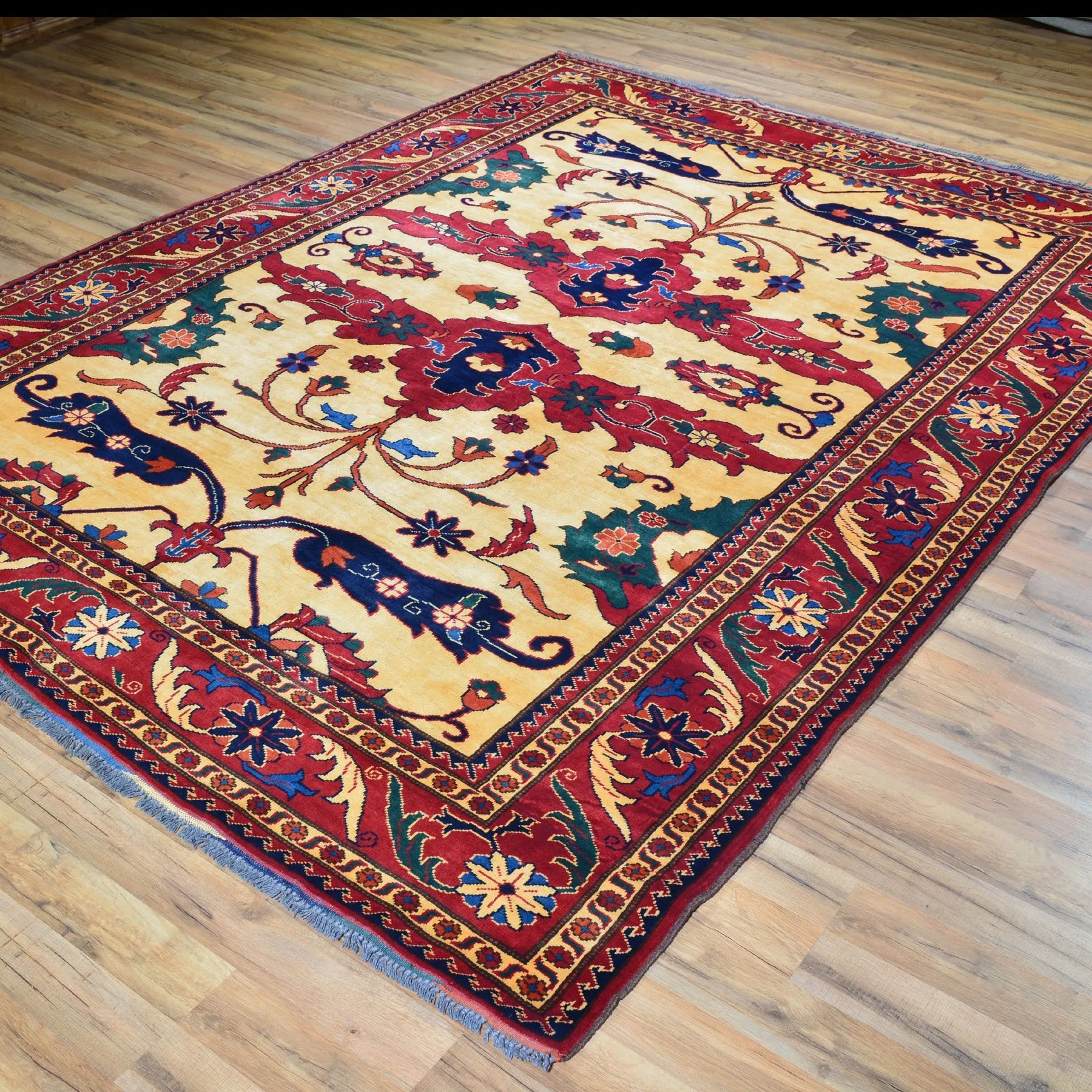 Hand-Knotted Tribal Afghan Karagai Wool Handmade Rug (Size 6.10 X 9.3) Brral-405
