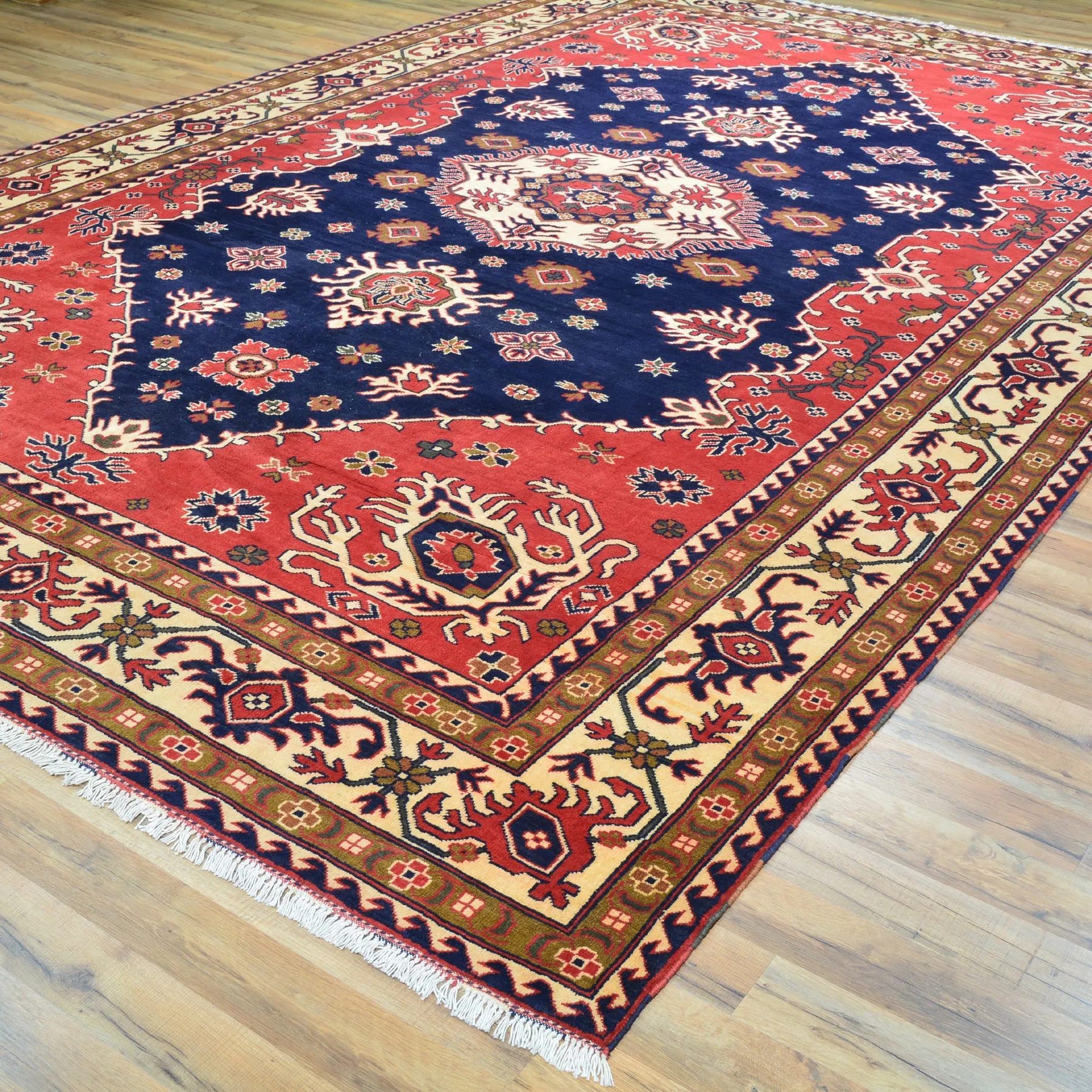 Hand-Knotted Tribal Afghan Karagai Wool Handmade Rug (Size 8.2 X 12.2) Cwral-8223