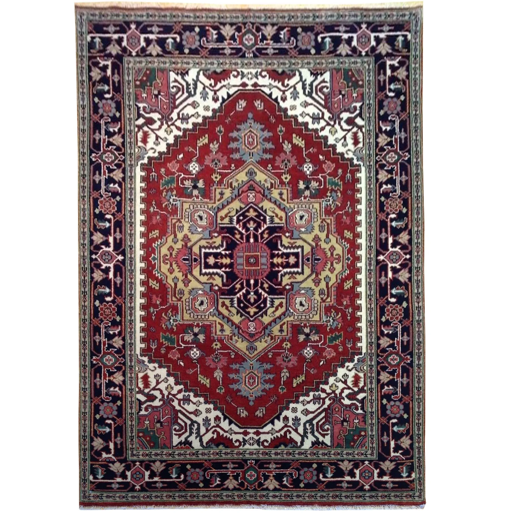 Hand-Knotted Tribal Heriz Serapi Design Wool Rug (Size 6.0 X 9.2) Brral-306