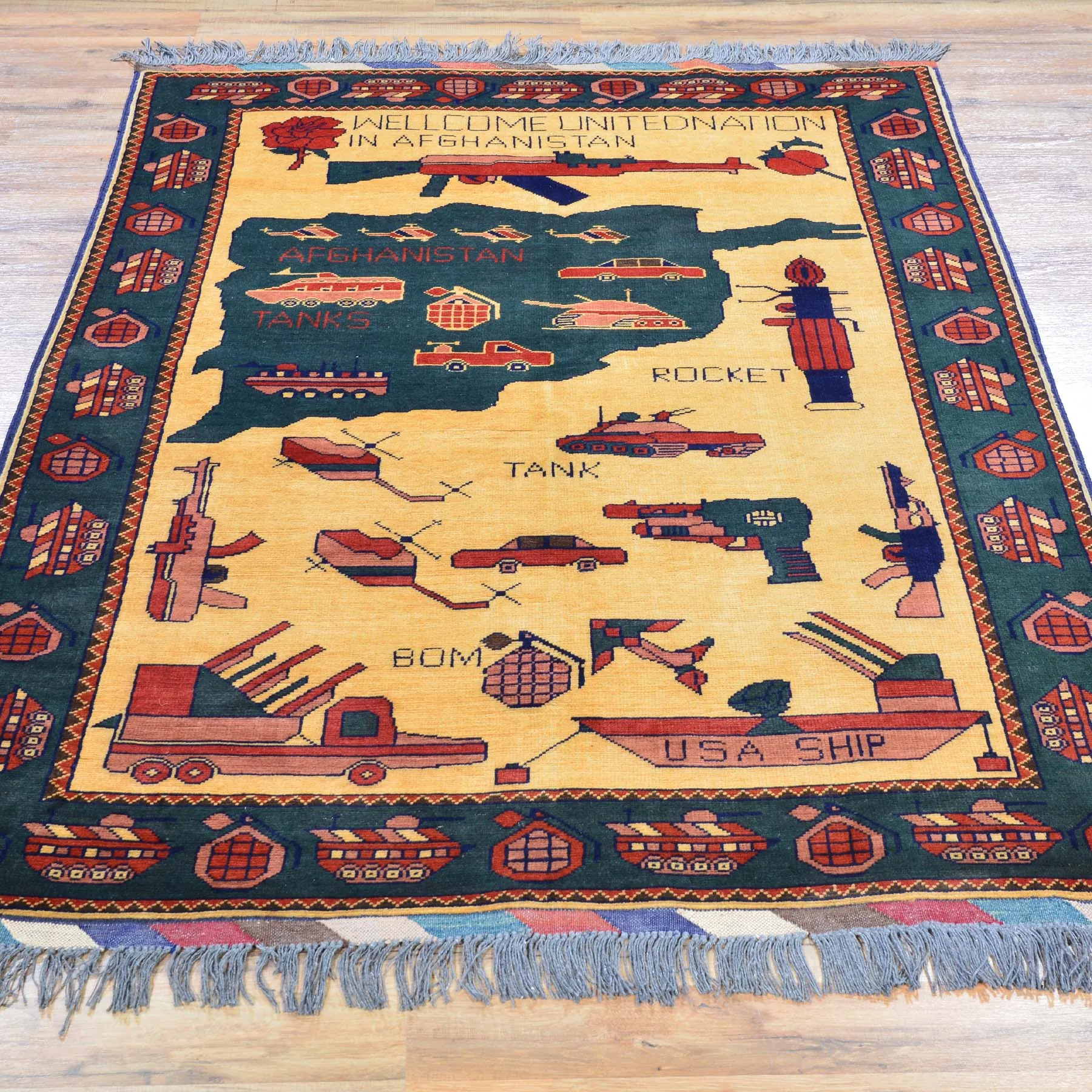 Hand-Knotted Tribal War Design Handmade wool Rug (Size 3.11 X 6.2) Brral-585