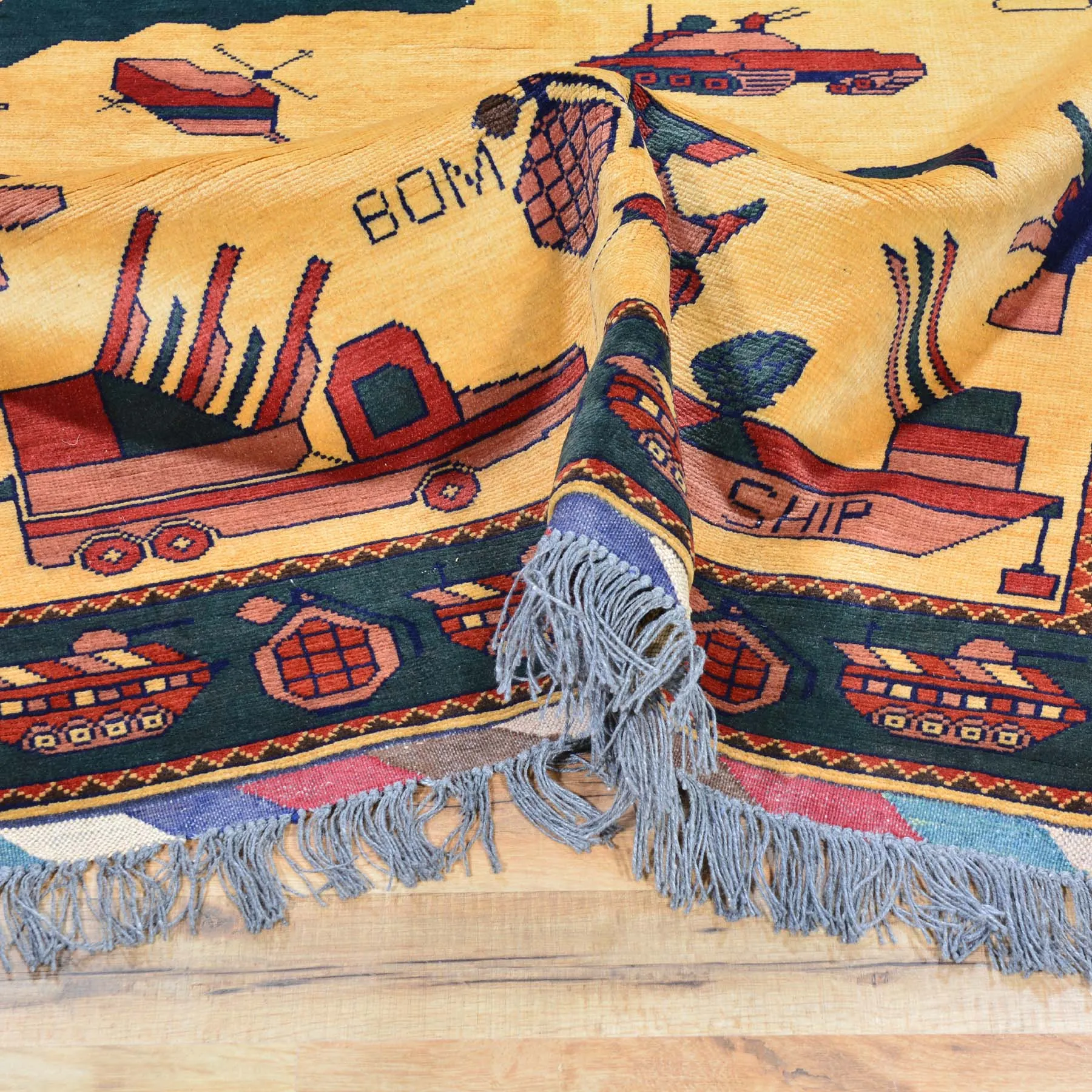 Hand-Knotted Tribal War Design Handmade wool Rug (Size 3.11 X 6.2) Brral-585