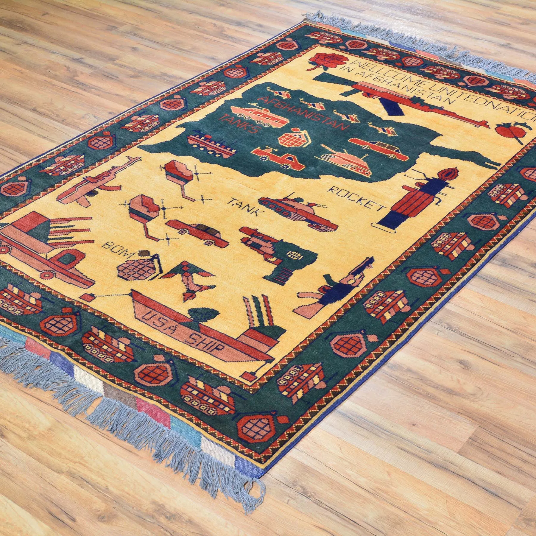 Hand-Knotted Tribal War Design Handmade wool Rug (Size 3.11 X 6.2) Brral-585
