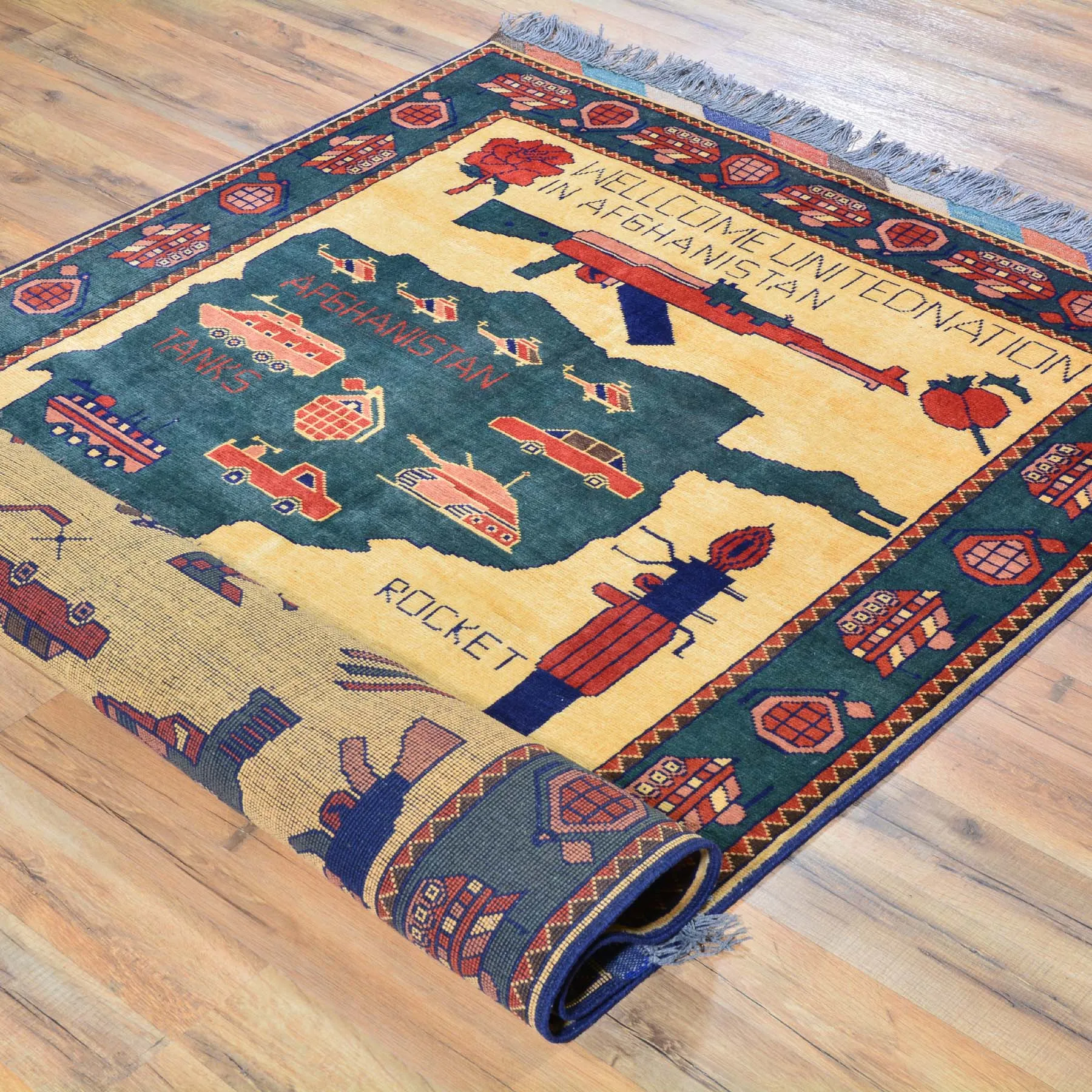 Hand-Knotted Tribal War Design Handmade wool Rug (Size 3.11 X 6.2) Brral-585