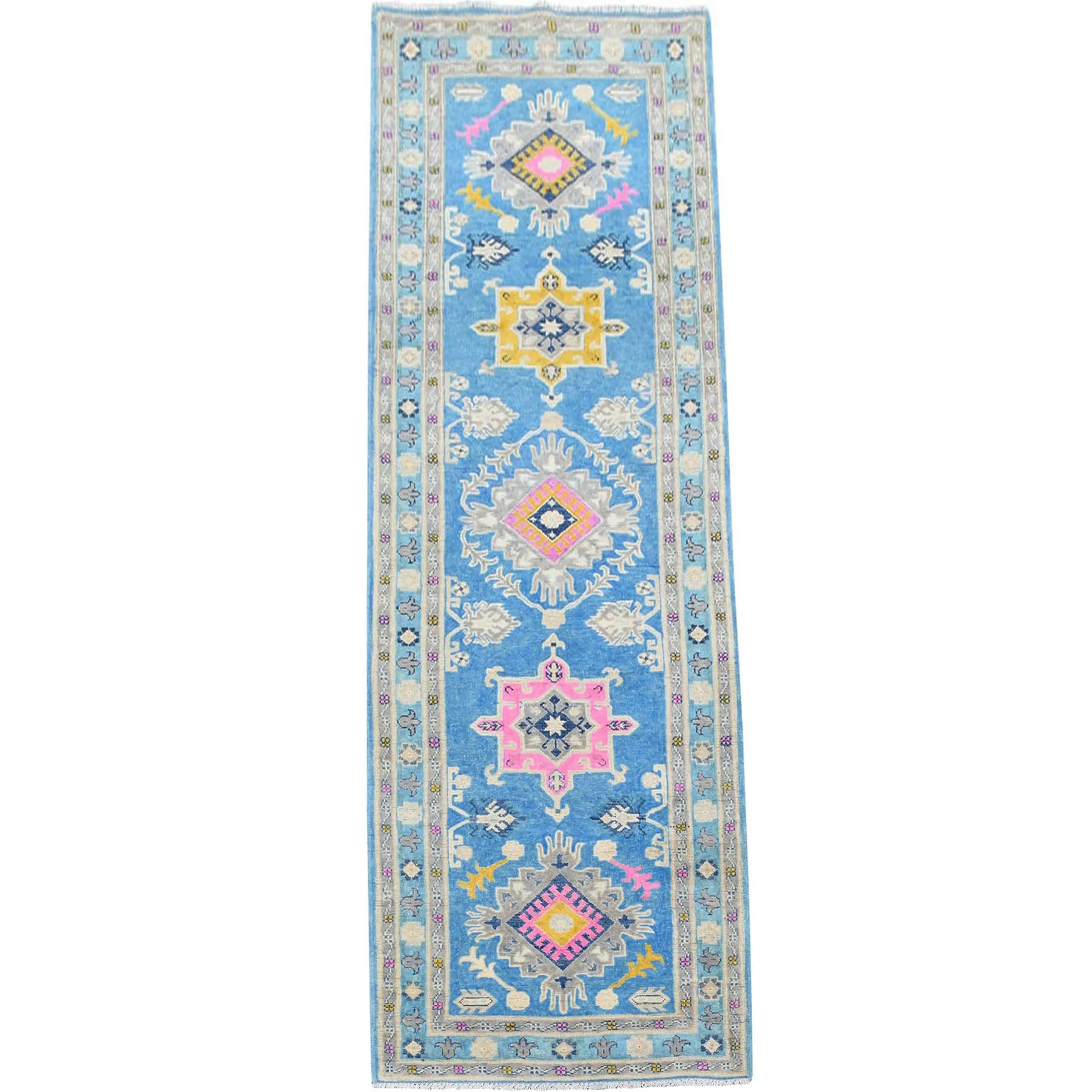 Hand-Knotted Vintage look Kazak Design Handmade Wool Rug (Size 2.10 X 9.2) Cwral-9909