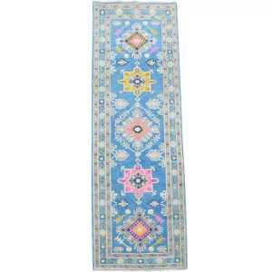 Hand-Knotted Vintage look Kazak Design Handmade Wool Rug (Size 2.10 X 9.2) Cwral-9909