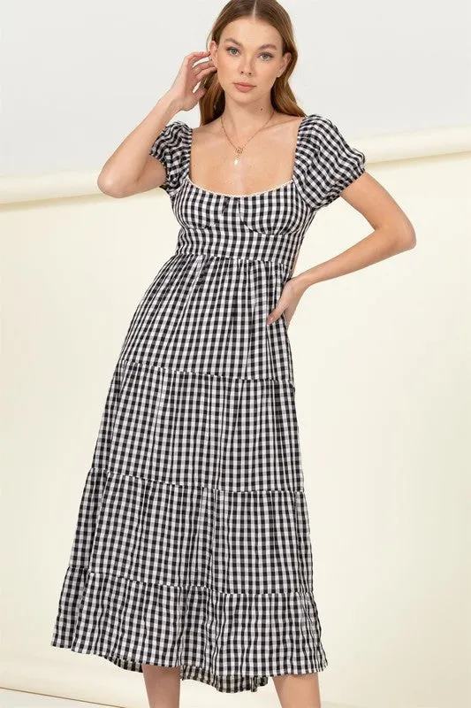 HYFVE Somewhere to Go Tie-Back Gingham Print Maxi Dress