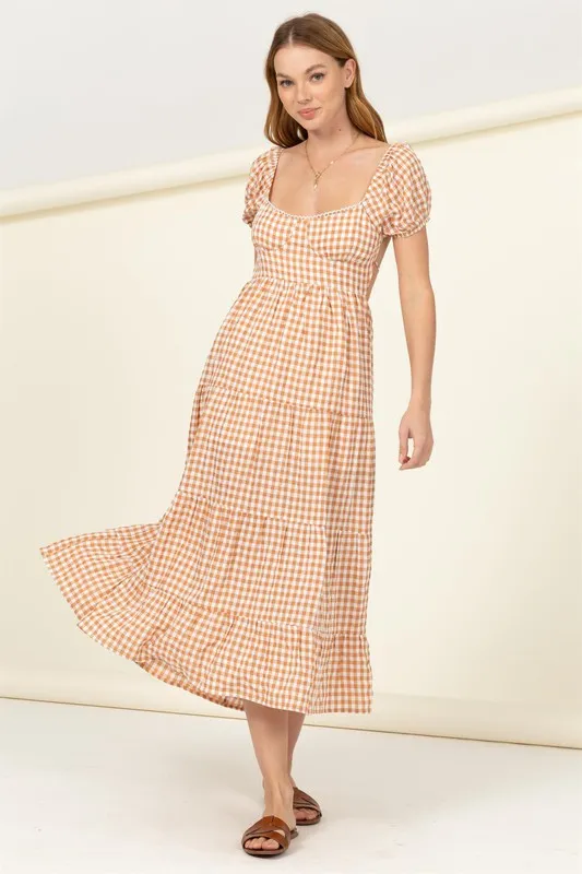 HYFVE Somewhere to Go Tie-Back Gingham Print Maxi Dress