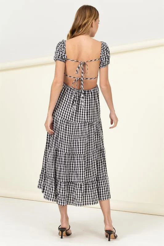 HYFVE Somewhere to Go Tie-Back Gingham Print Maxi Dress