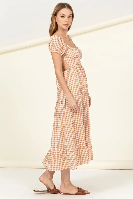 HYFVE Somewhere to Go Tie-Back Gingham Print Maxi Dress