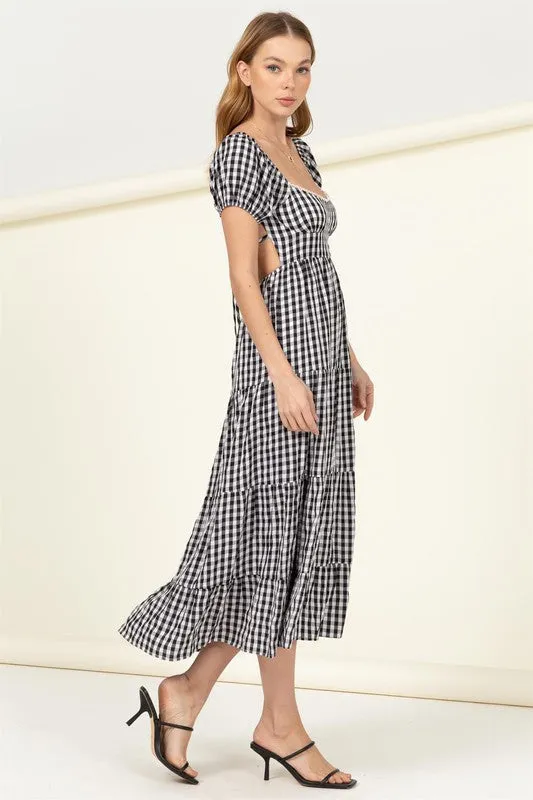HYFVE Somewhere to Go Tie-Back Gingham Print Maxi Dress
