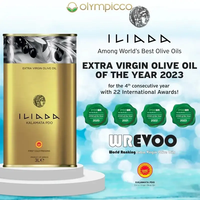 Iliada Kalamata PDO Extra Virgin Olive Oil Golden Selection - 3L Tin