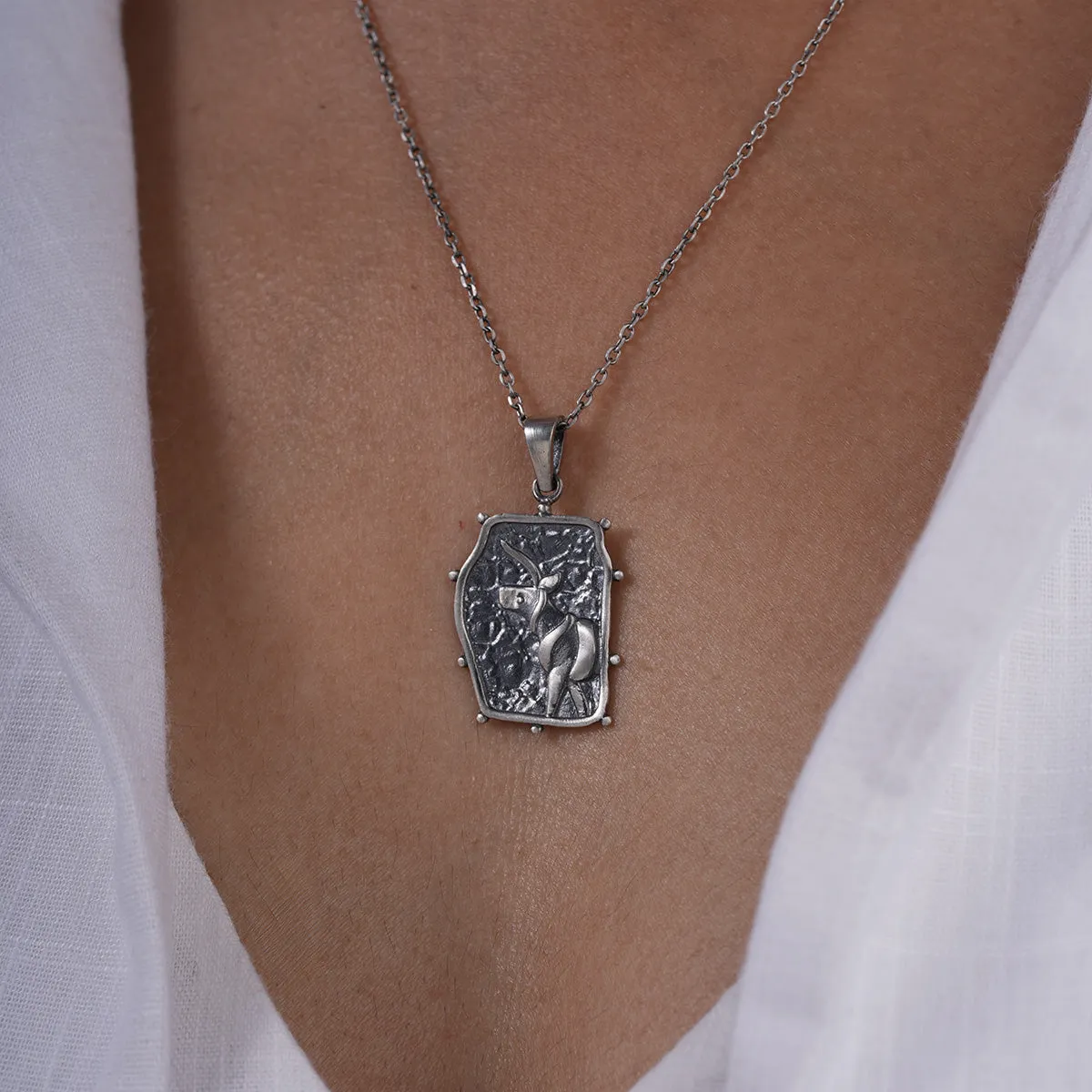 Indus Unicorn Silver Pendant with Chain (without Frame) by MOHA