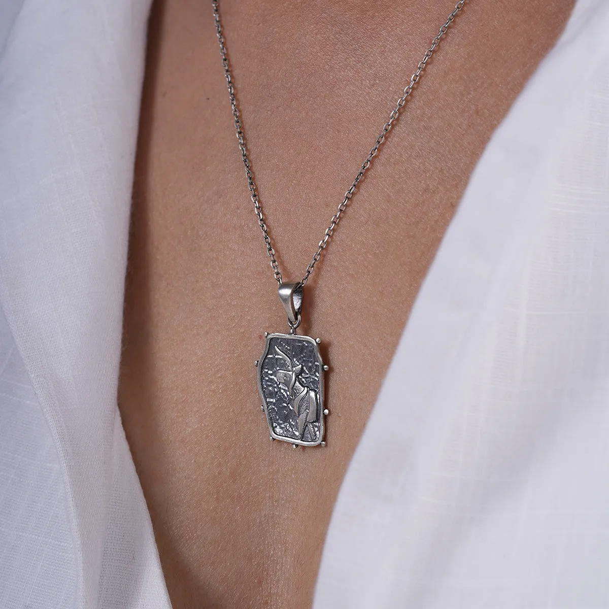 Indus Unicorn Silver Pendant with Chain (without Frame) by MOHA