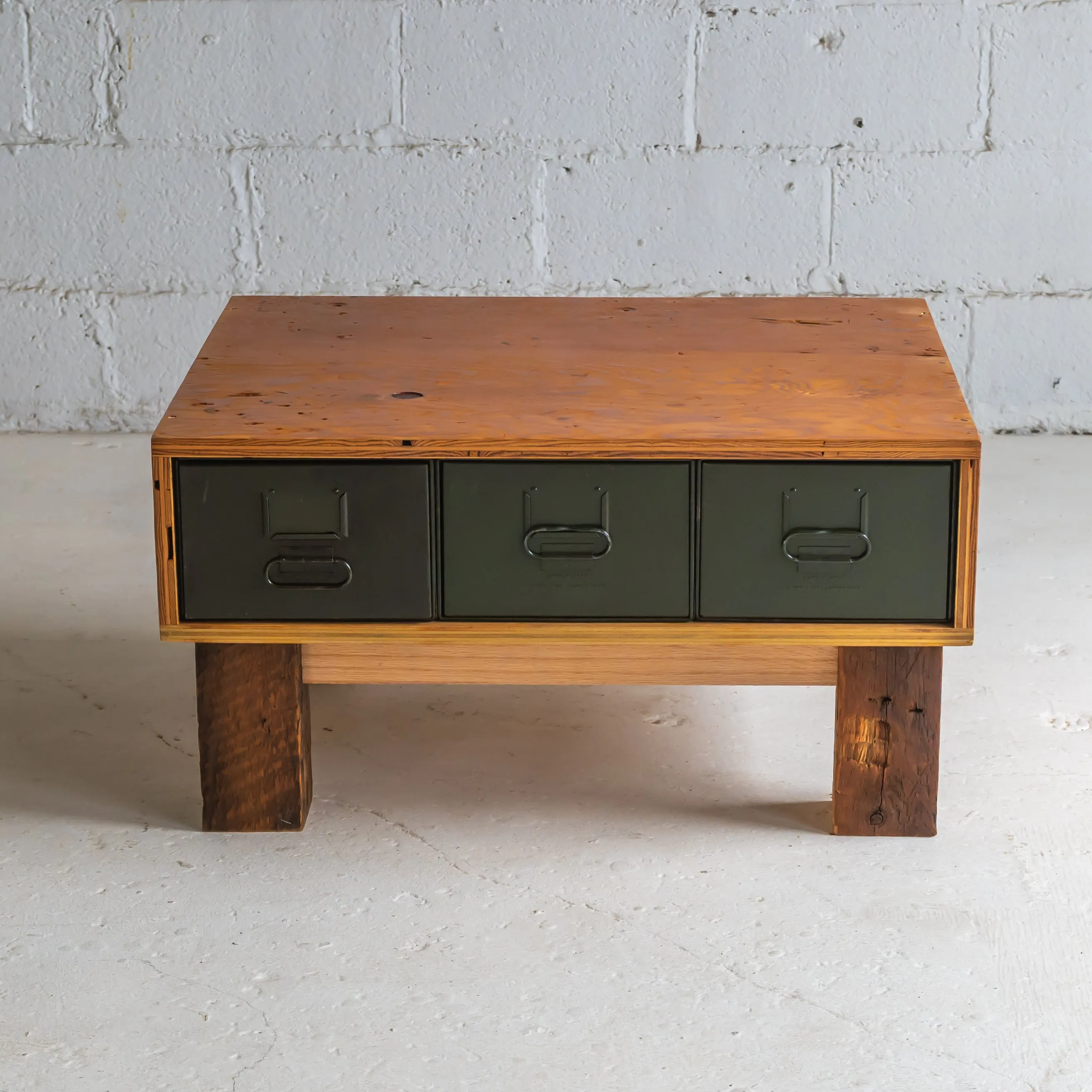 Industrial 3 Drawer Coffee Table | Reclaimed Wood