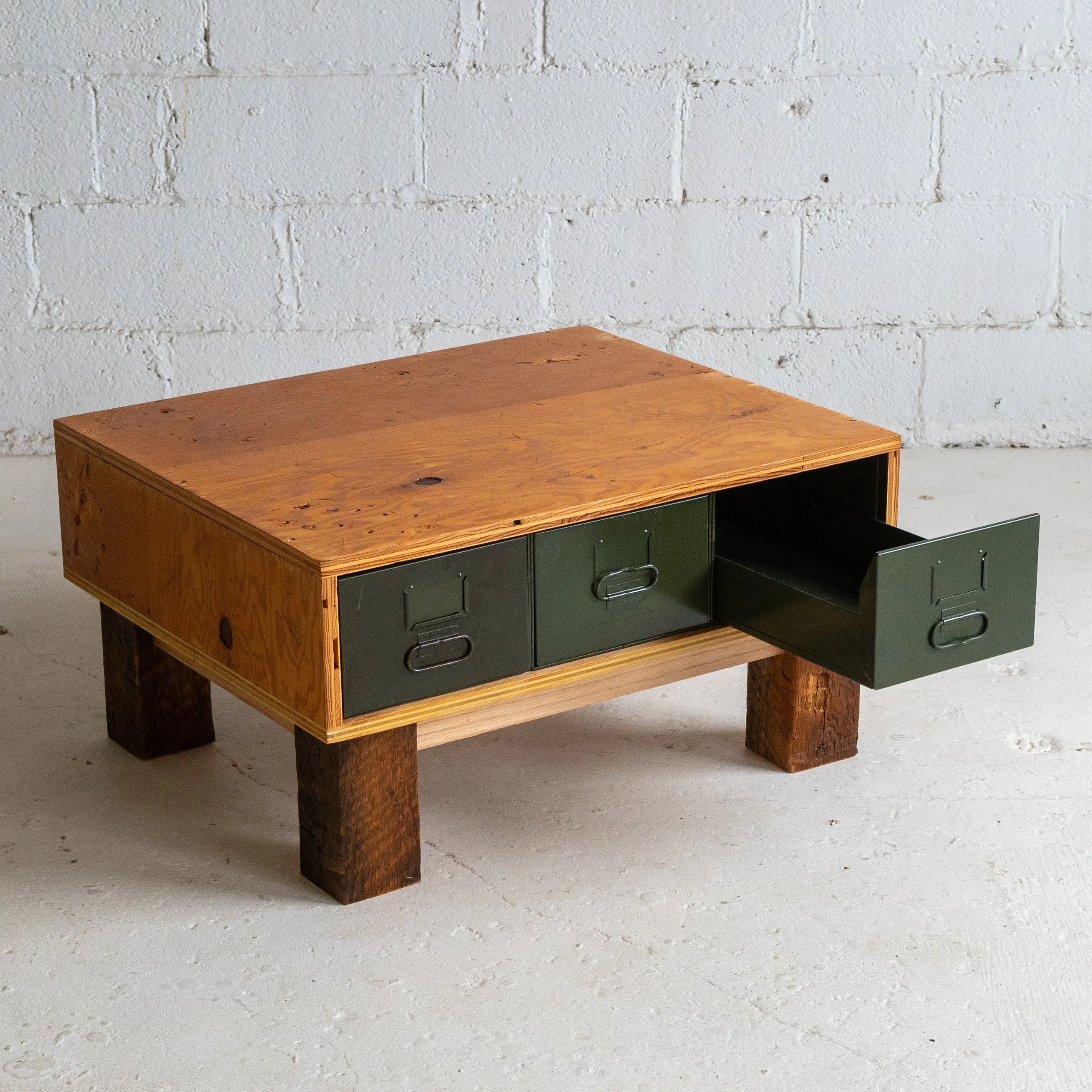 Industrial 3 Drawer Coffee Table | Reclaimed Wood