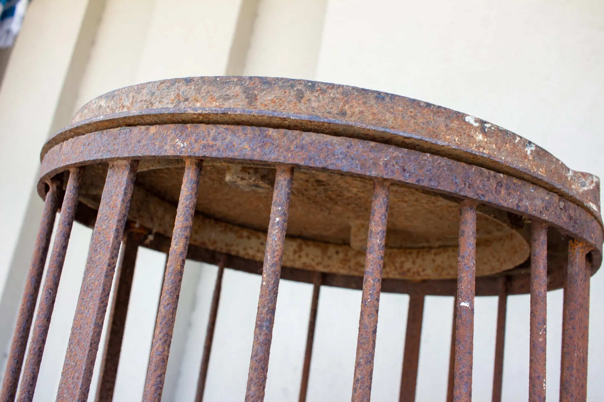 Industrial Antique British Iron Manhole Cover and Drain Side Table