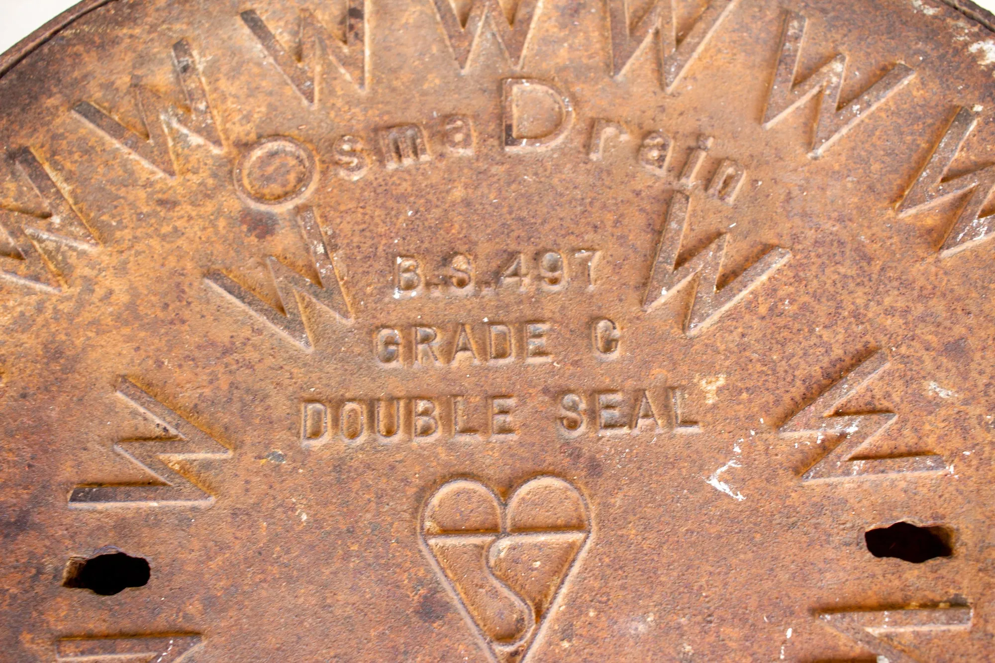 Industrial Antique British Iron Manhole Cover and Drain Side Table