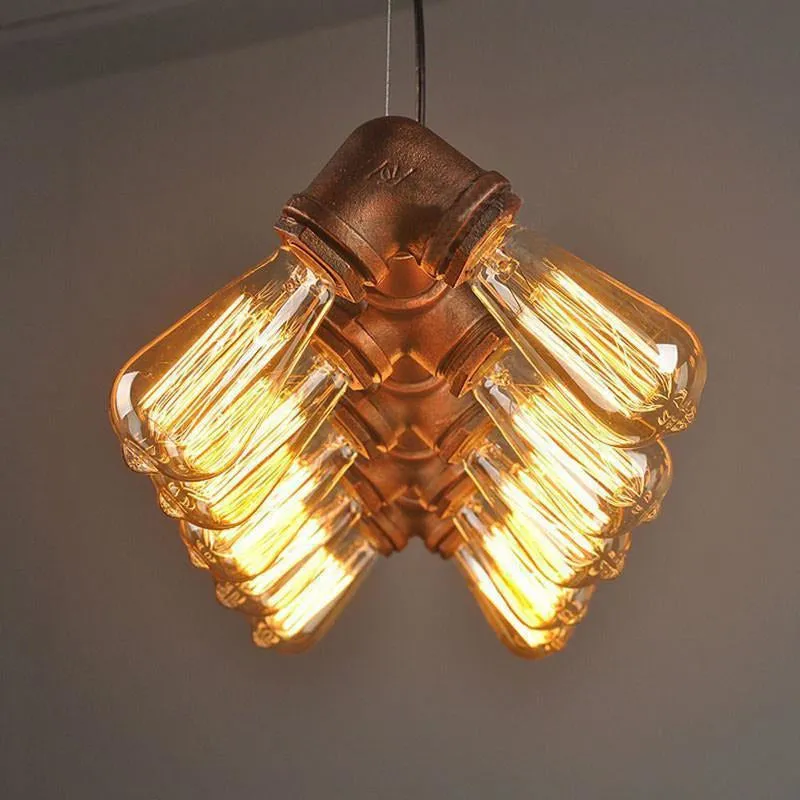 Industrial Steampunk Pendant Lamp - 10 Light Sources