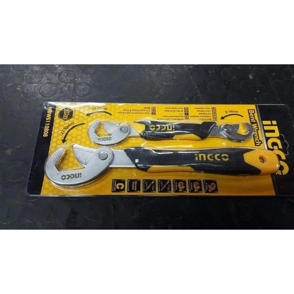 Ingco 2 Piece Bent Adjustable Wrench - HBWS110808