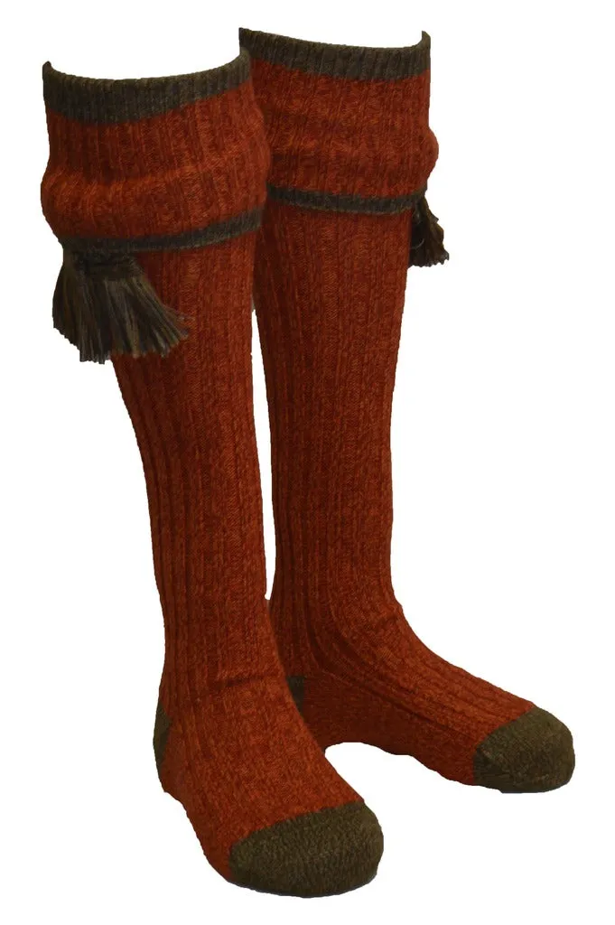Knee High Golf Socks made from Merino Wool with removable Garter Ties