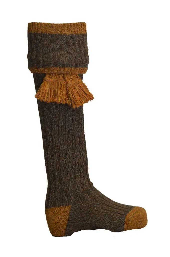 Knee High Golf Socks made from Merino Wool with removable Garter Ties