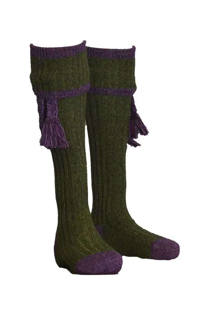 Knee High Golf Socks made from Merino Wool with removable Garter Ties