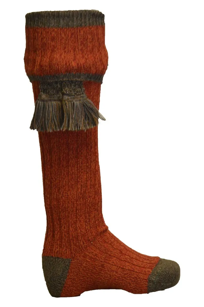 Knee High Golf Socks made from Merino Wool with removable Garter Ties