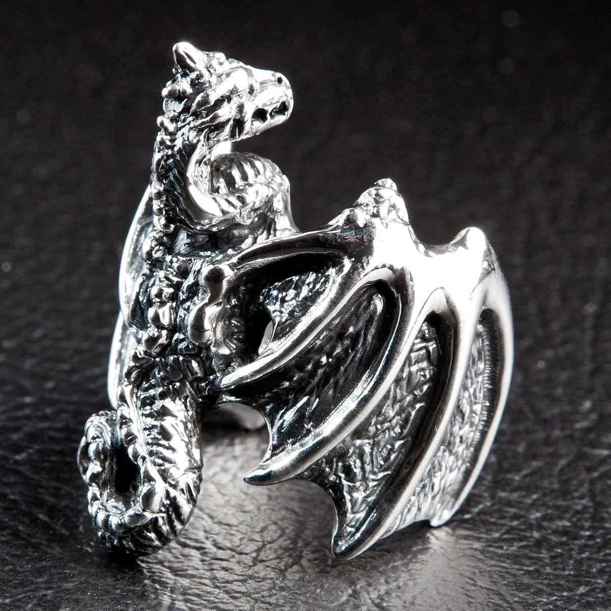 Knight Dragon Sterling Silver Men's Ring