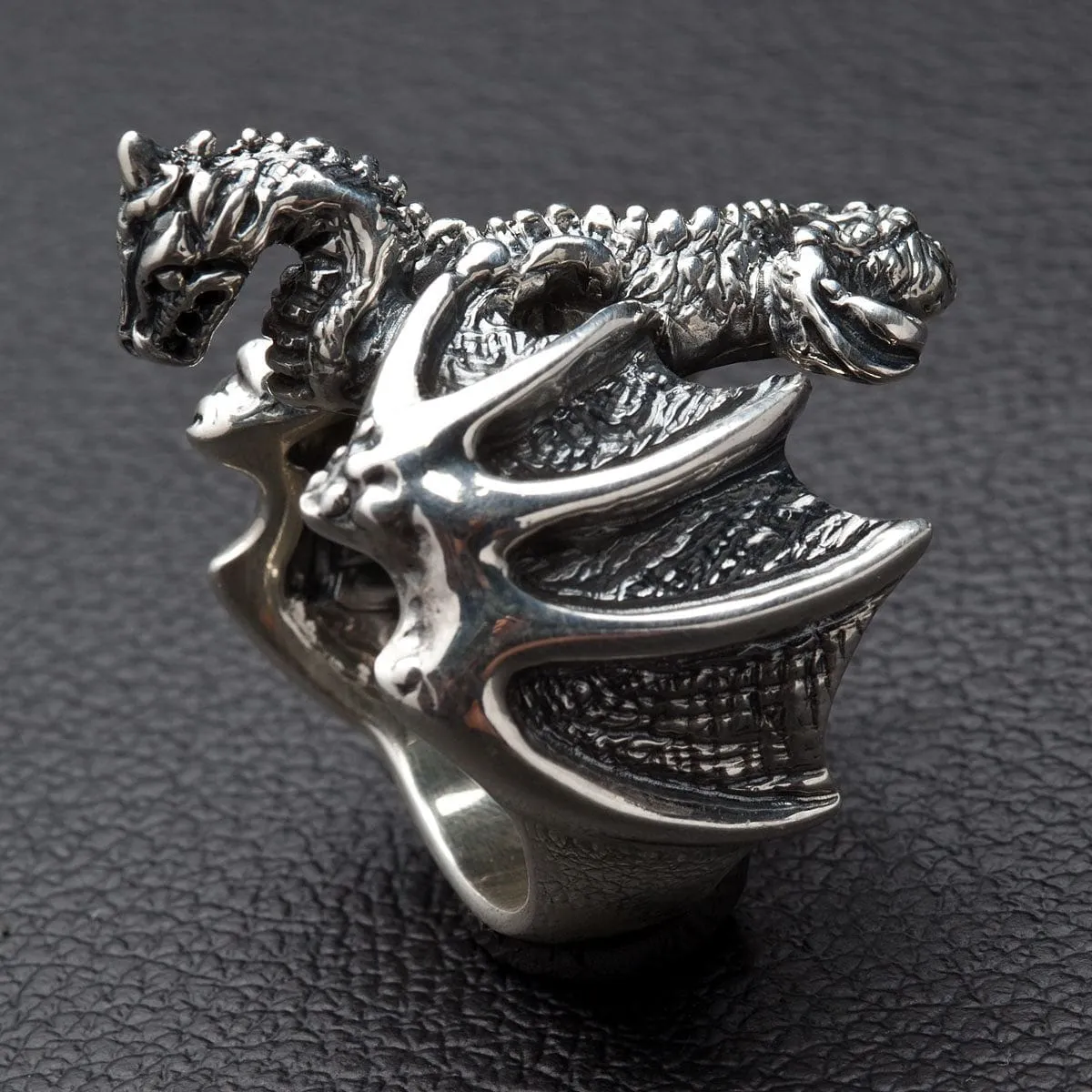 Knight Dragon Sterling Silver Men's Ring