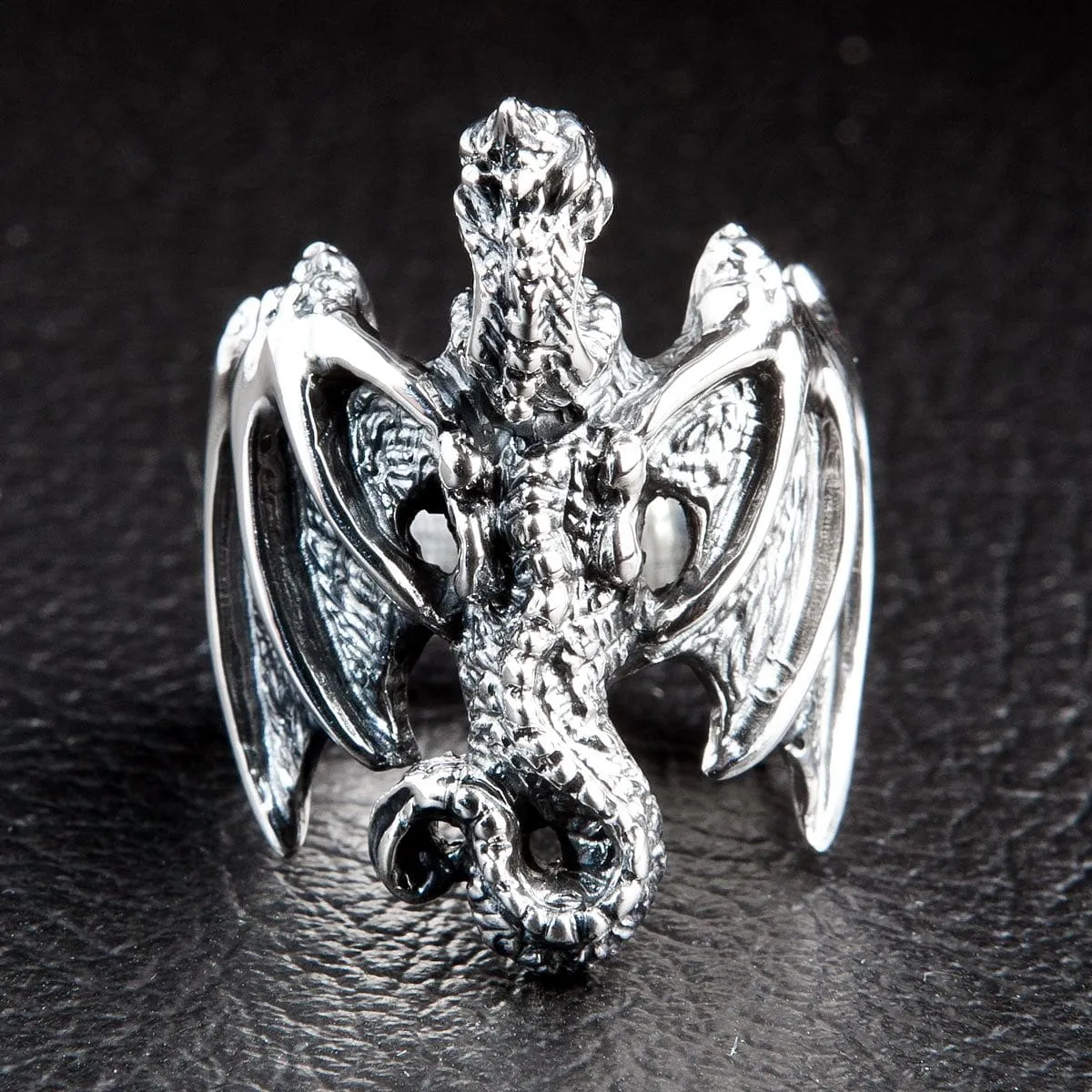 Knight Dragon Sterling Silver Men's Ring