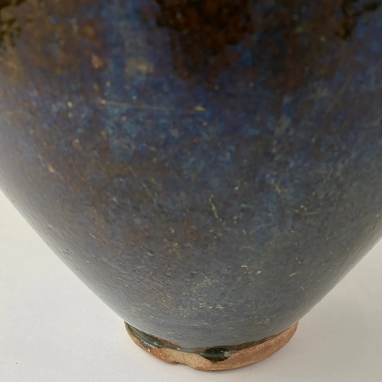Large Turkish Green Glaze Terracotta Pottery Two-Handle Olive Jar