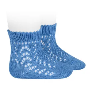 Mediterranean Blue Ankle Openwork Socks