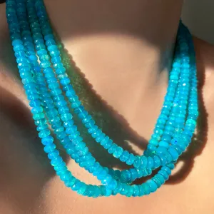 Mediterranean Blue Faceted Opal Necklace