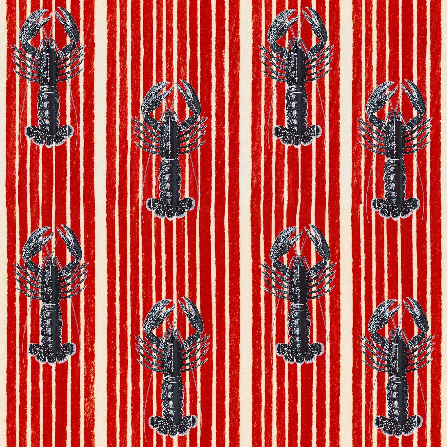 MEDITERRANEAN LOBSTERS Red Wallpaper